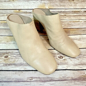 Vince Womens Natural Nude Leather Slip On Block Heel Minimalist Faris Mules 8M
